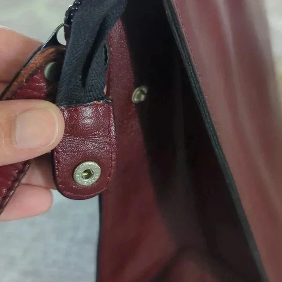 GoldPfeil Burgundy Leather Clutch Zipper Closure Vintages W. Germany - Picture 7 of 12